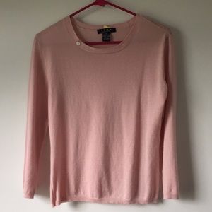 Pink ICON Cashmere sweater crew neck with button